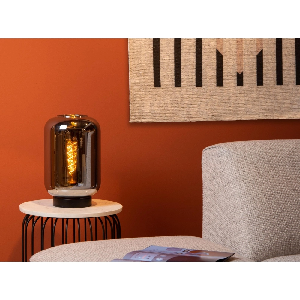 Lampe de table Joanet noir avec verre fumé Lucide 5411212452177