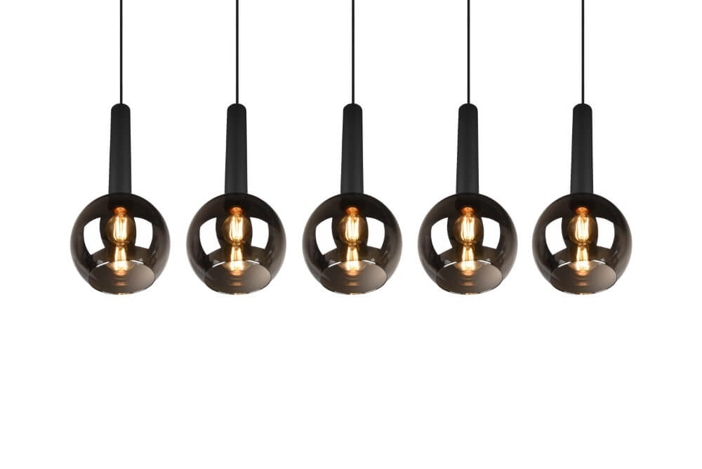 Lampe suspendue 5 lumières Clayton noir Trio 4017807522471