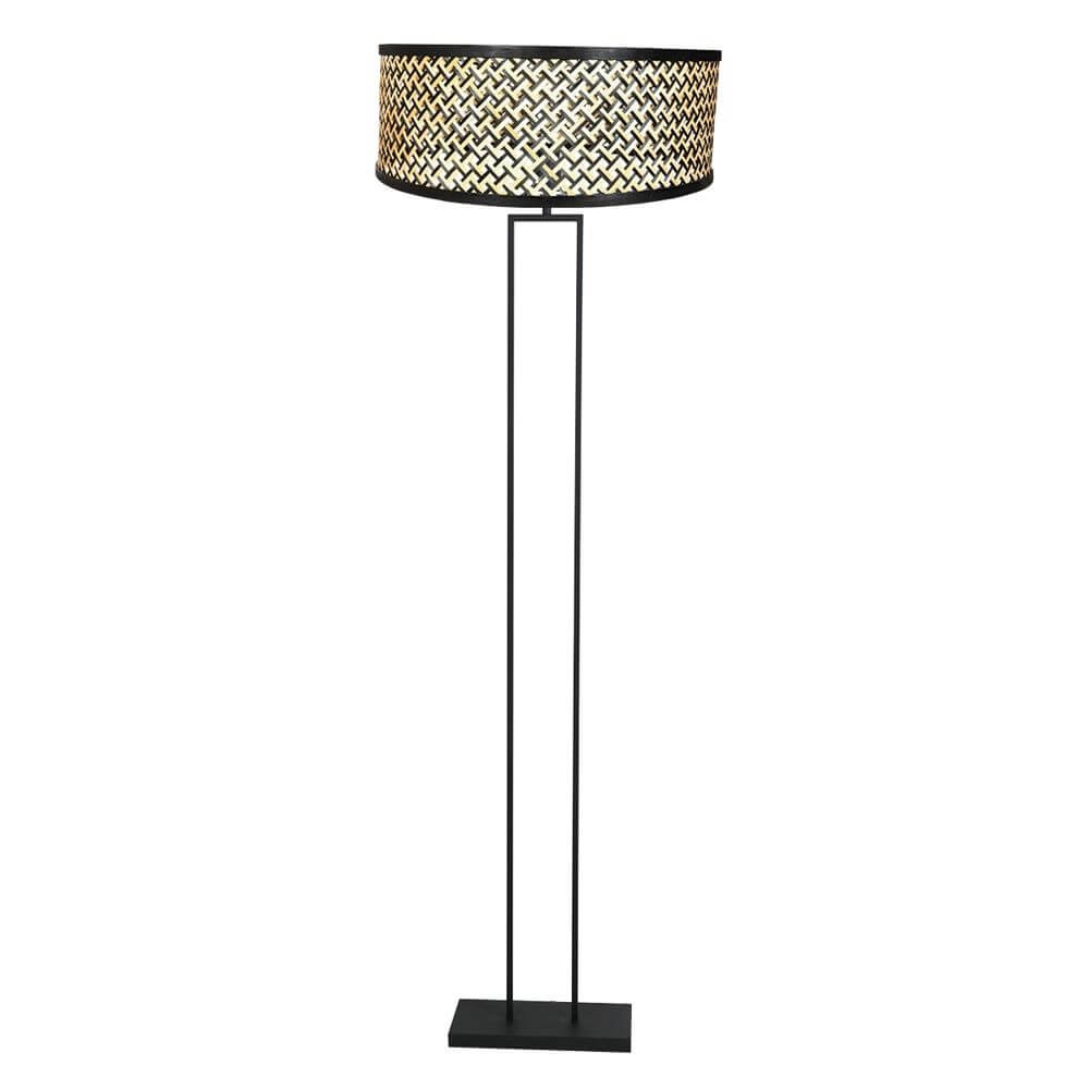 Lampadaire 160cm Stang noir avec abat-jour en bambou