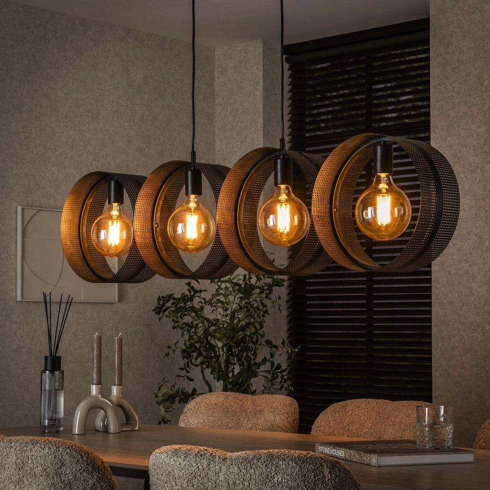Lampe pendante de campagne Ring fusain - 4x E27