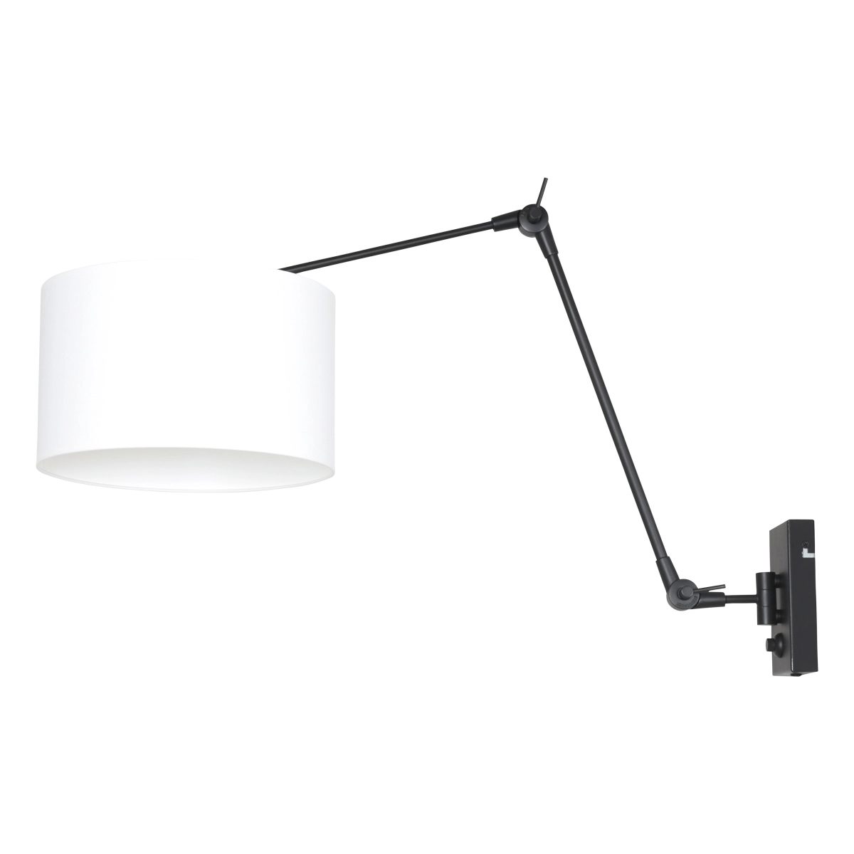 Lampe de lecture murale Prestige Chic noir avec abat-jour blanc uni de 30 cm