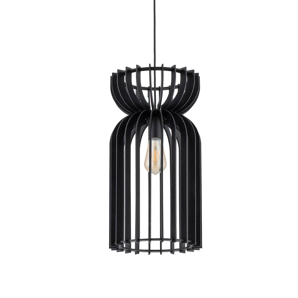 Lampe suspendue en bois Kymi Ø 26 cm - noir