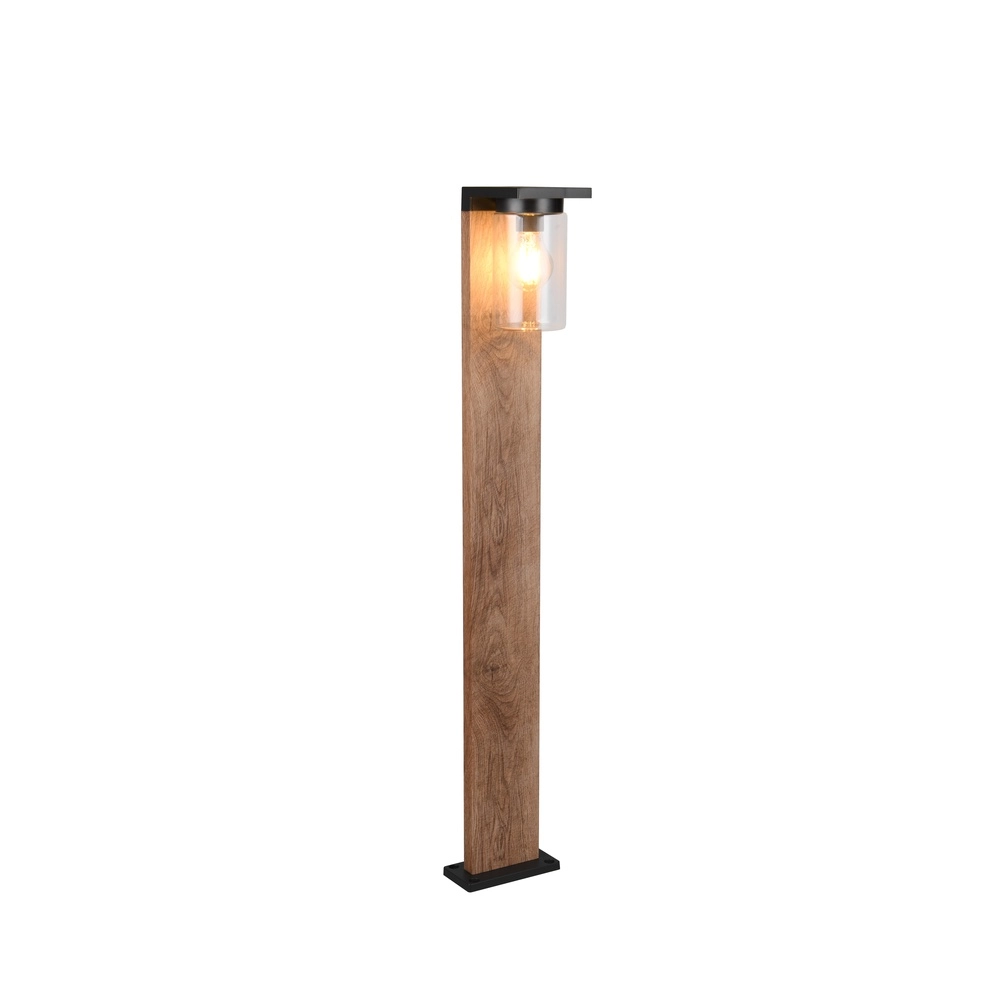 Lampe de jardin Ardila noir avec bois 100cm
