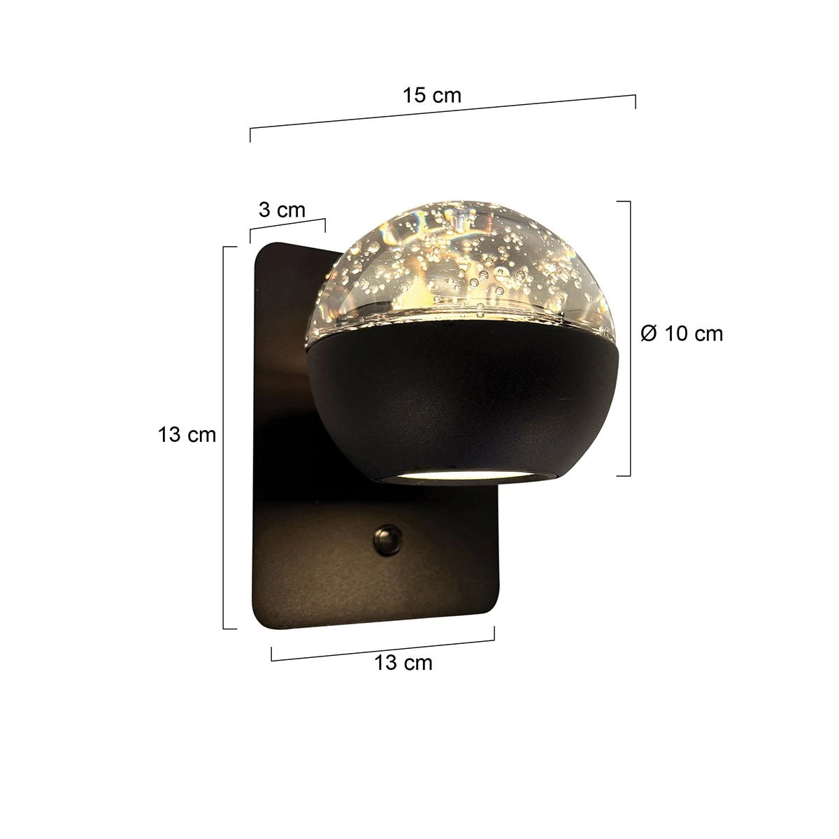 Lampe murale LED Belluno noir avec verre - ajustable Steinhauer 8712746183948