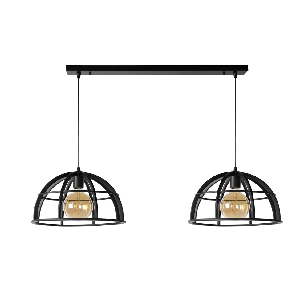 Lampe suspendue à deux lampes Dikra Industrial Black