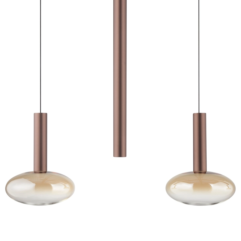 Lampe suspendue Veridian Brun café avec verre ambré Brilliant 4004353477942