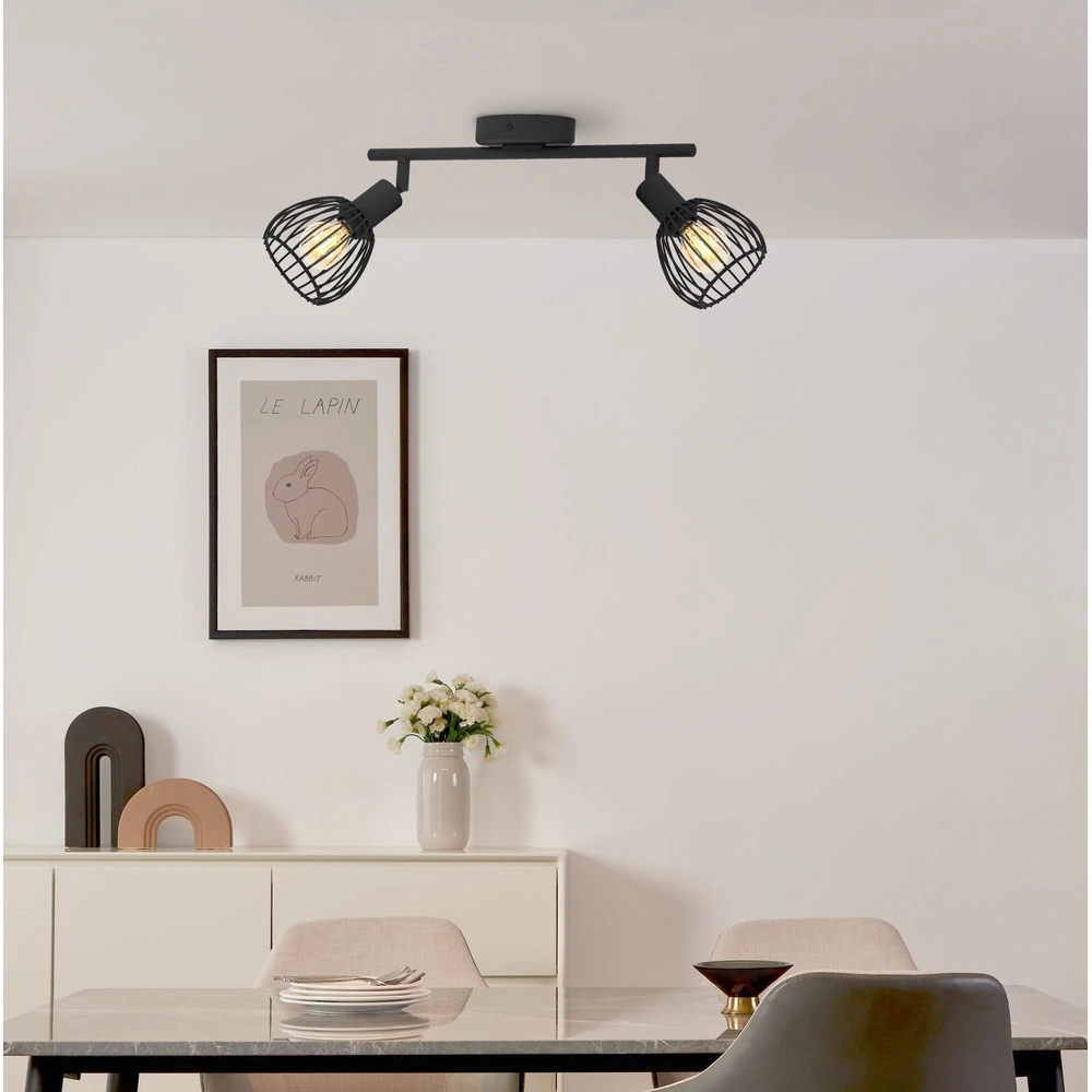 Projecteur de lampe à fil à deux lumières Sonnino noir - E14 Eglo 9008606306039