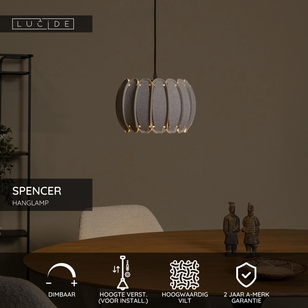 Lampe suspendue Spencer gris Lucide 5411212343697