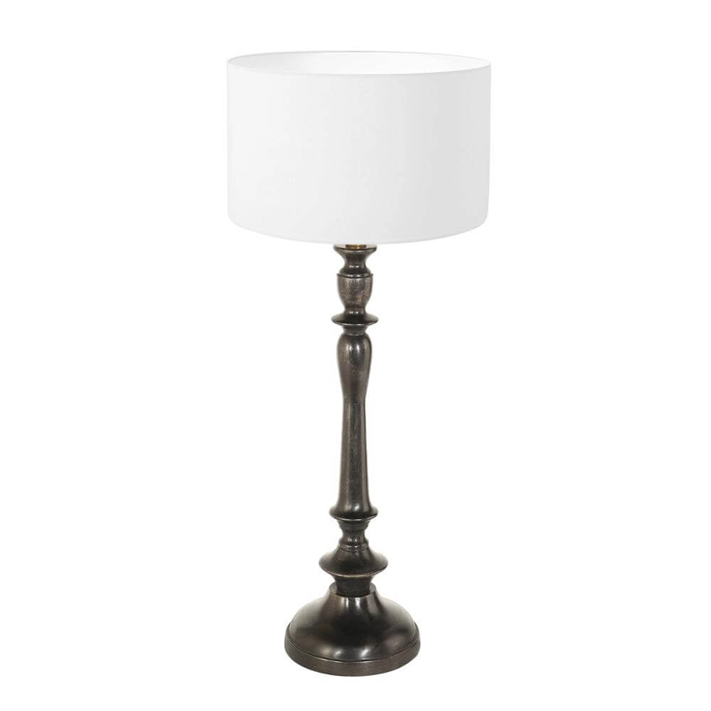 Lampe de table Bois avec capot blanc
