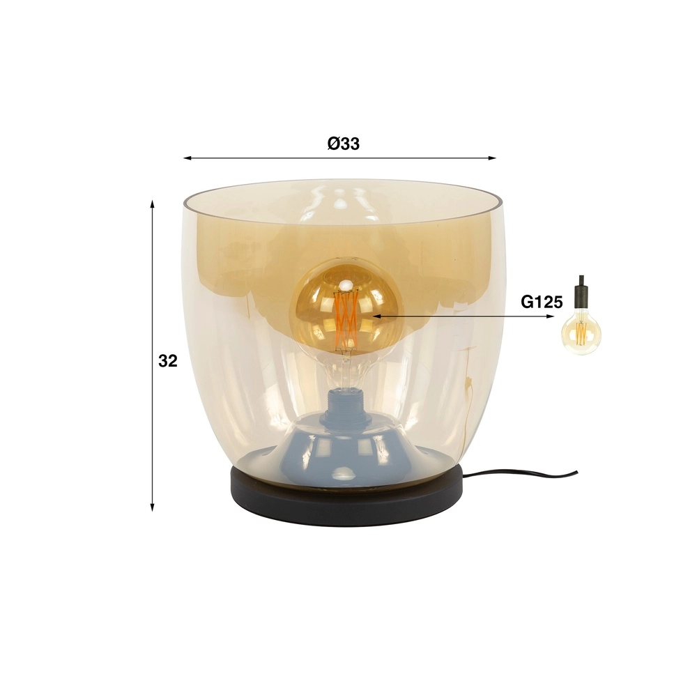 Lampe sur pied en verre ambré UP Ø 33cm - 32cm de hauteur Lyora 8716803512610