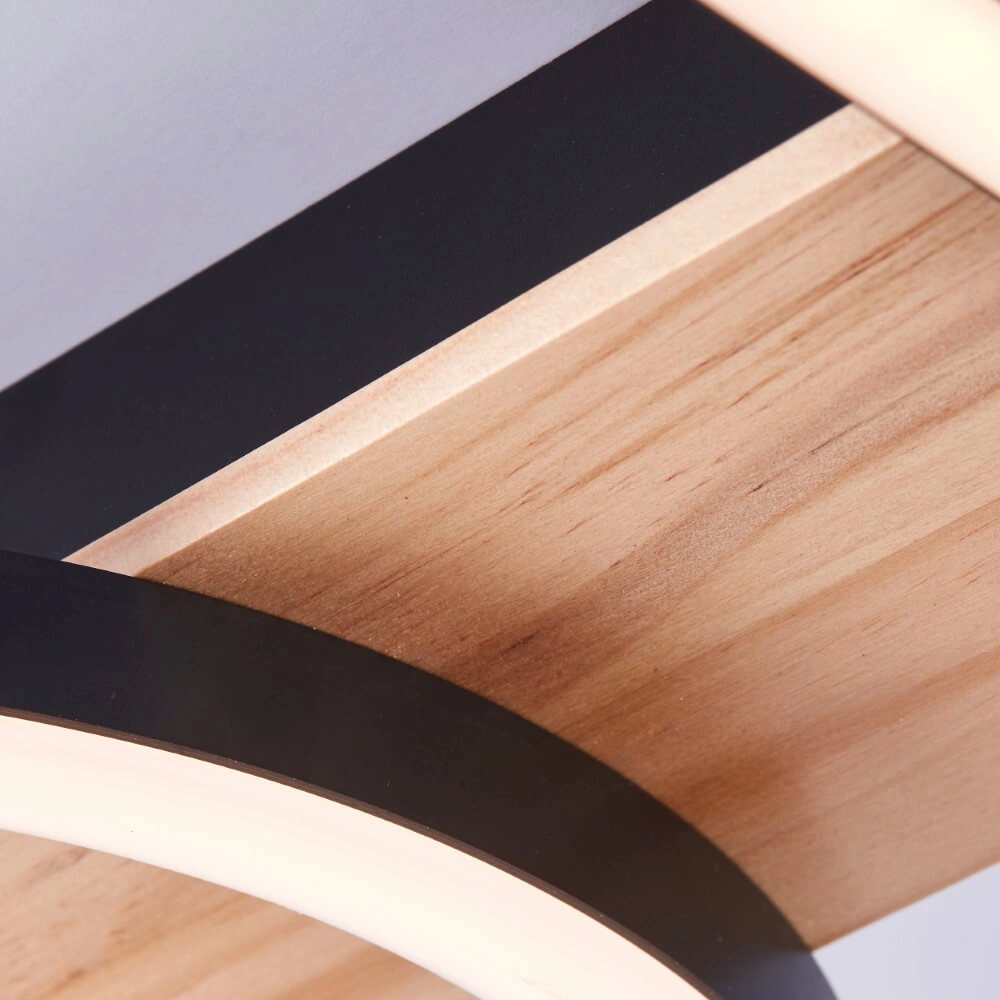 Plafonnier Maureen 40 x 40cm noir avec bois Brilliant 4004353420115