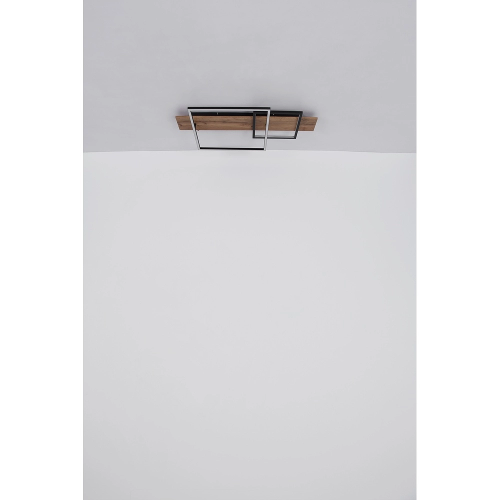 Lampe de plafond à design Vanni noir avec un aspect en bois de 60 cm Globo 9007371451081