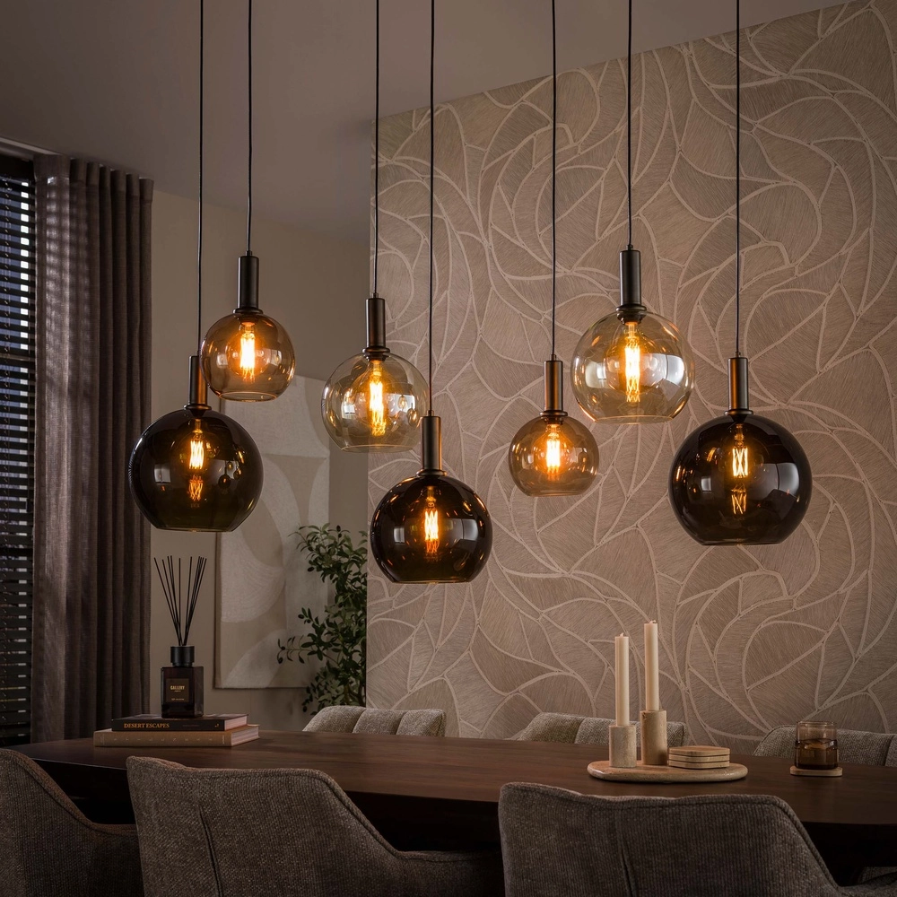 Lampe pendante de conception Moka 7-brun sable clair avec verre brun