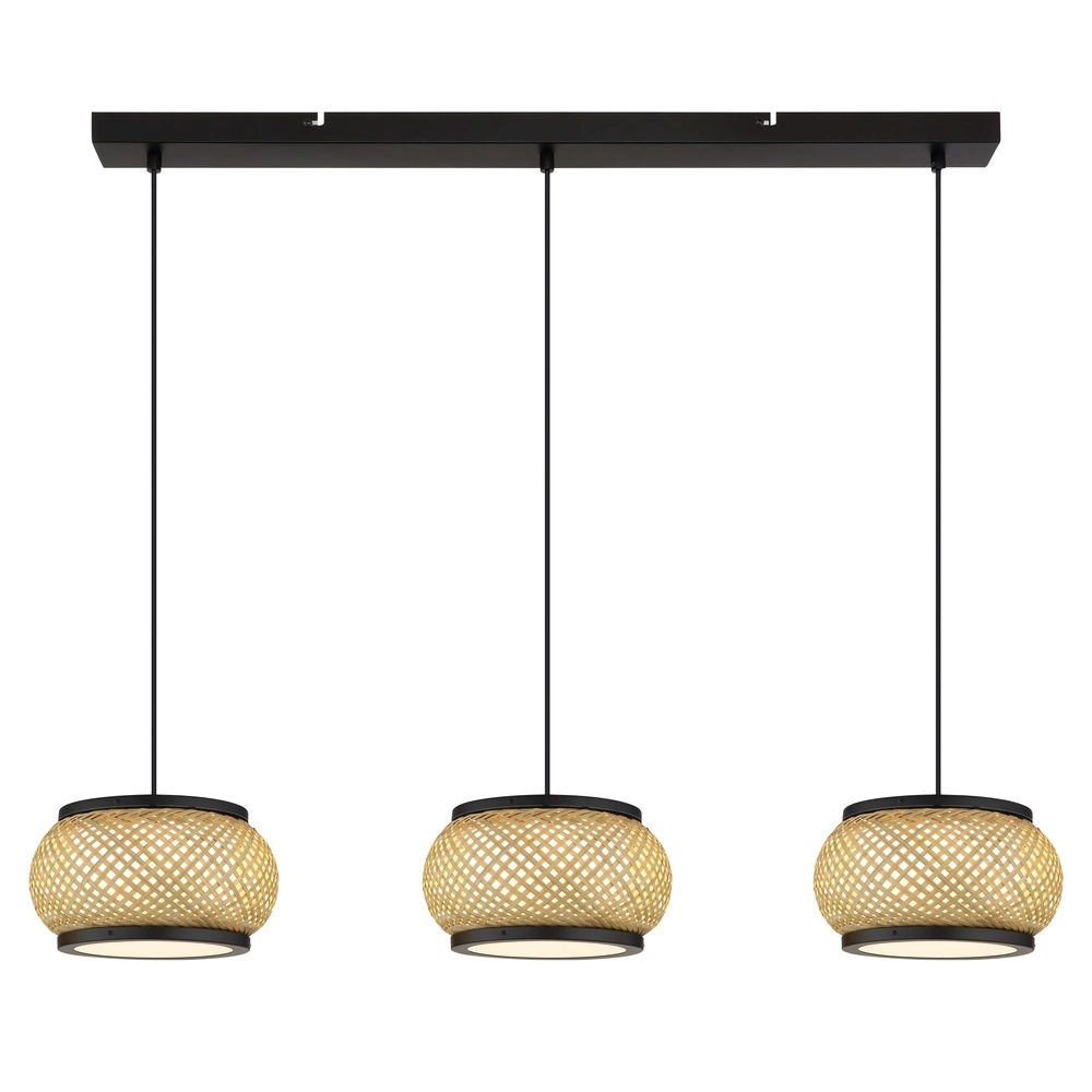 Lampe suspendue Bambora 3 lumières avec du bambou Globo 9007371566860