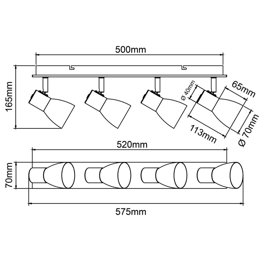 Plafonnier Daintree 4 lumières blanc avec bois Brilliant 4004353413452
