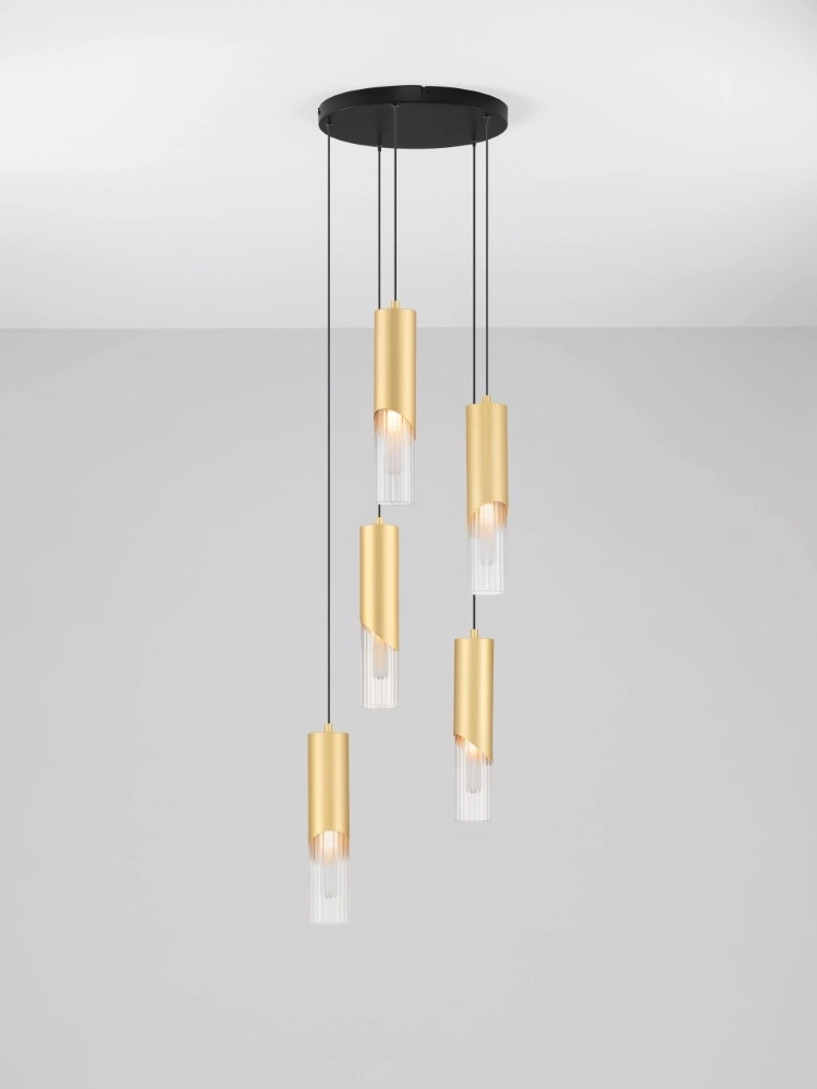 Lampe pendante de conception Modesto Ø 5 feux dorés de 33 cm Lyora 5212063501454
