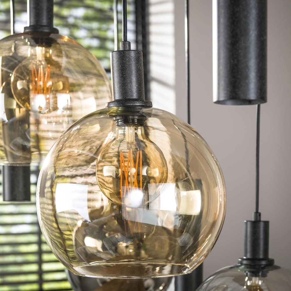 Lampe pendante de table à manger Sfera avec des boules et pendentifs en verre coloré Lyora 8716803512405