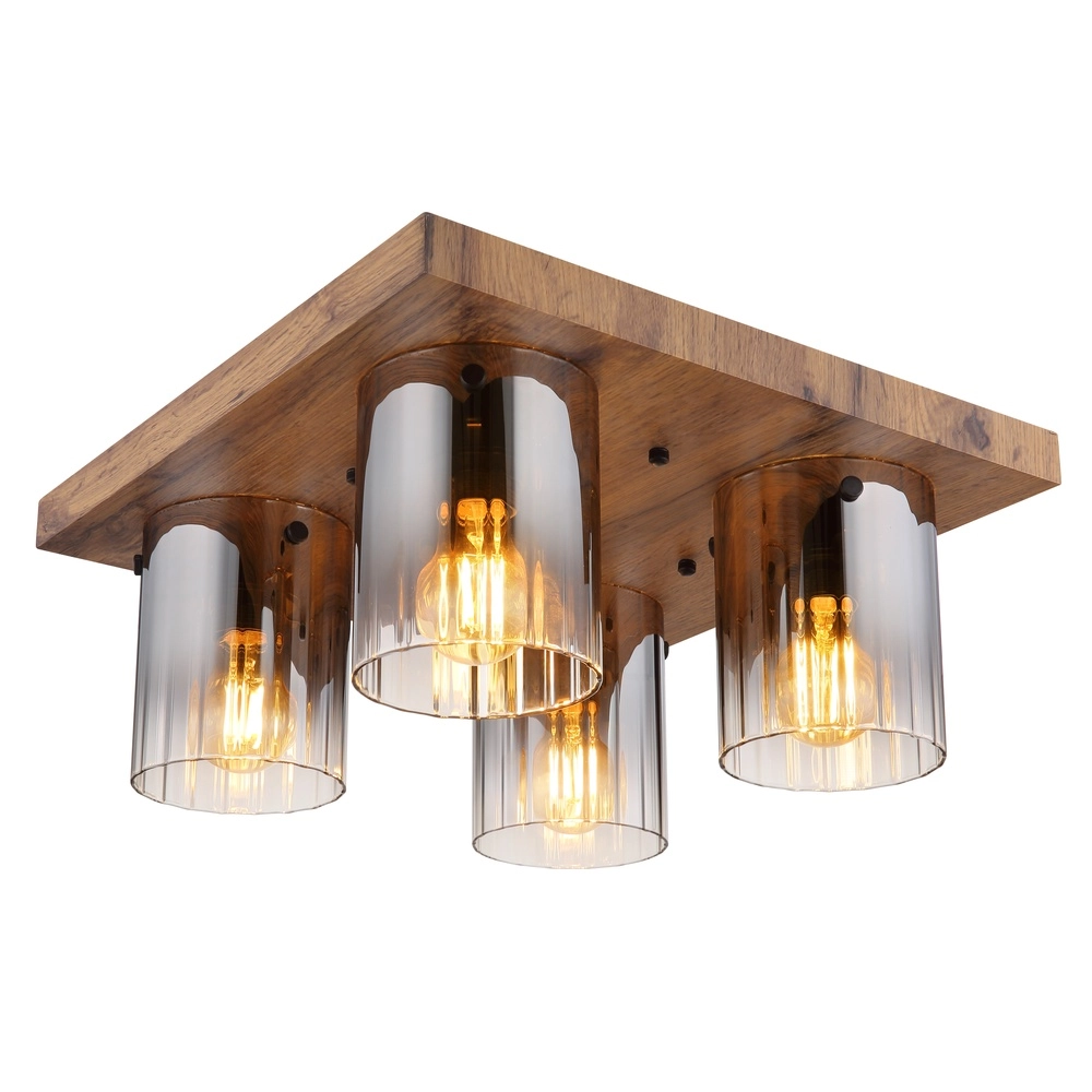 Lampe de plafond Underwood 4-lumière en bois
