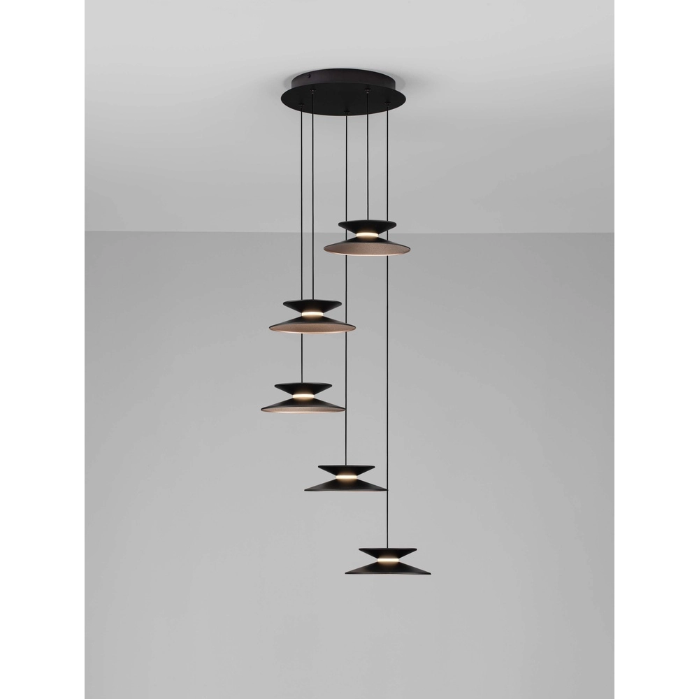 Suspension design Morfi 5 lumières noir