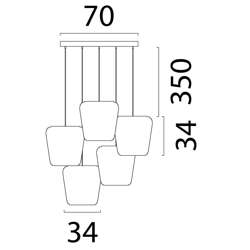 Lampe suspendue Carta Moody Abat-jour Think Paper 5x Ø34cm - sablage Masterlight 8718121420189