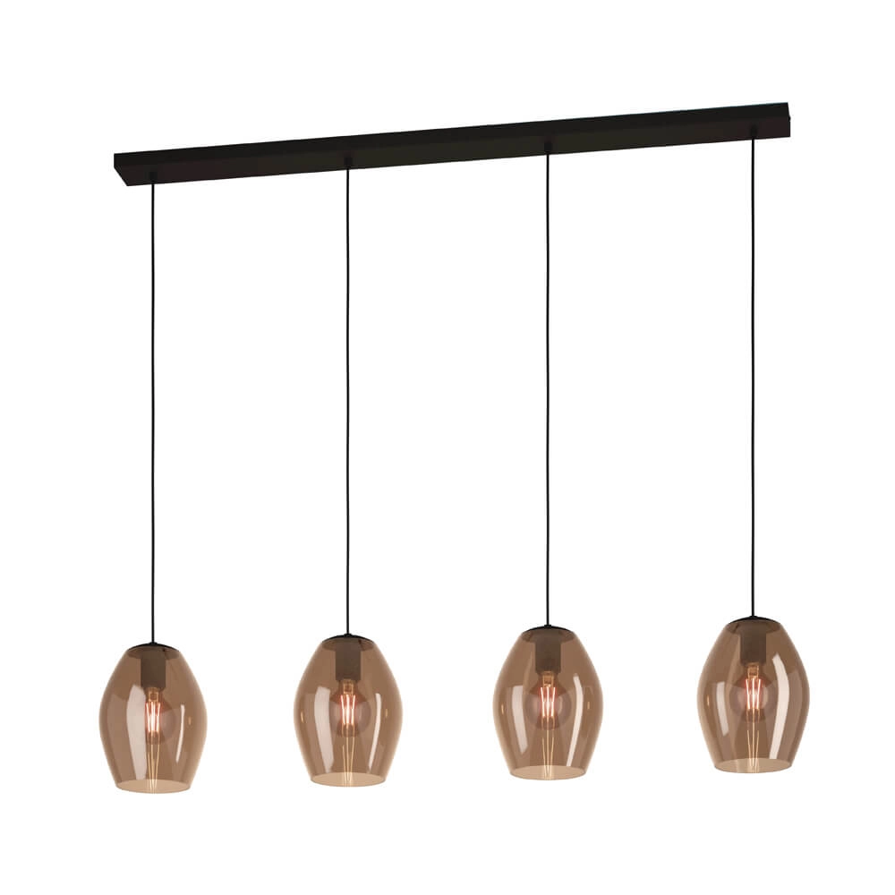 Lampe à suspension en verre ambré Estanys 1 4 lumières Lampe à suspension en verre ambré Estanys 1 4 lumières