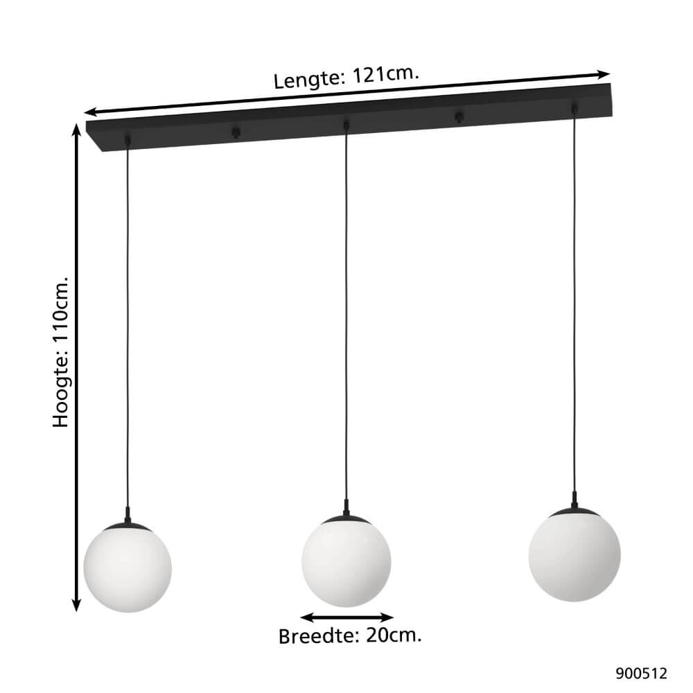 Lampe suspendue Rondo 3 avec des boules de verre Eglo 9008606244416