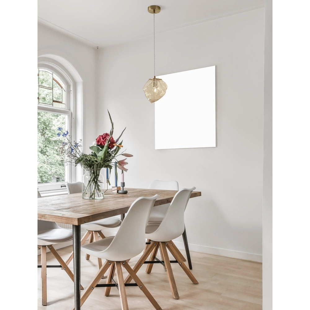 Suspension Odelle Or avec verre ambré Lyora 5212017434388