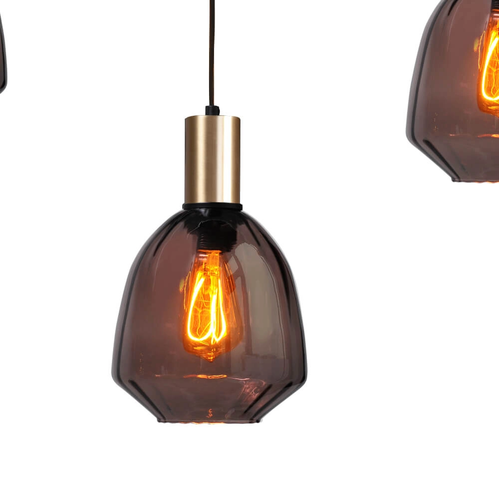 Lampe suspendue 5 lumières - dorée - Porto avec des lunettes rouges Nicolette Masterlight 8718121270333