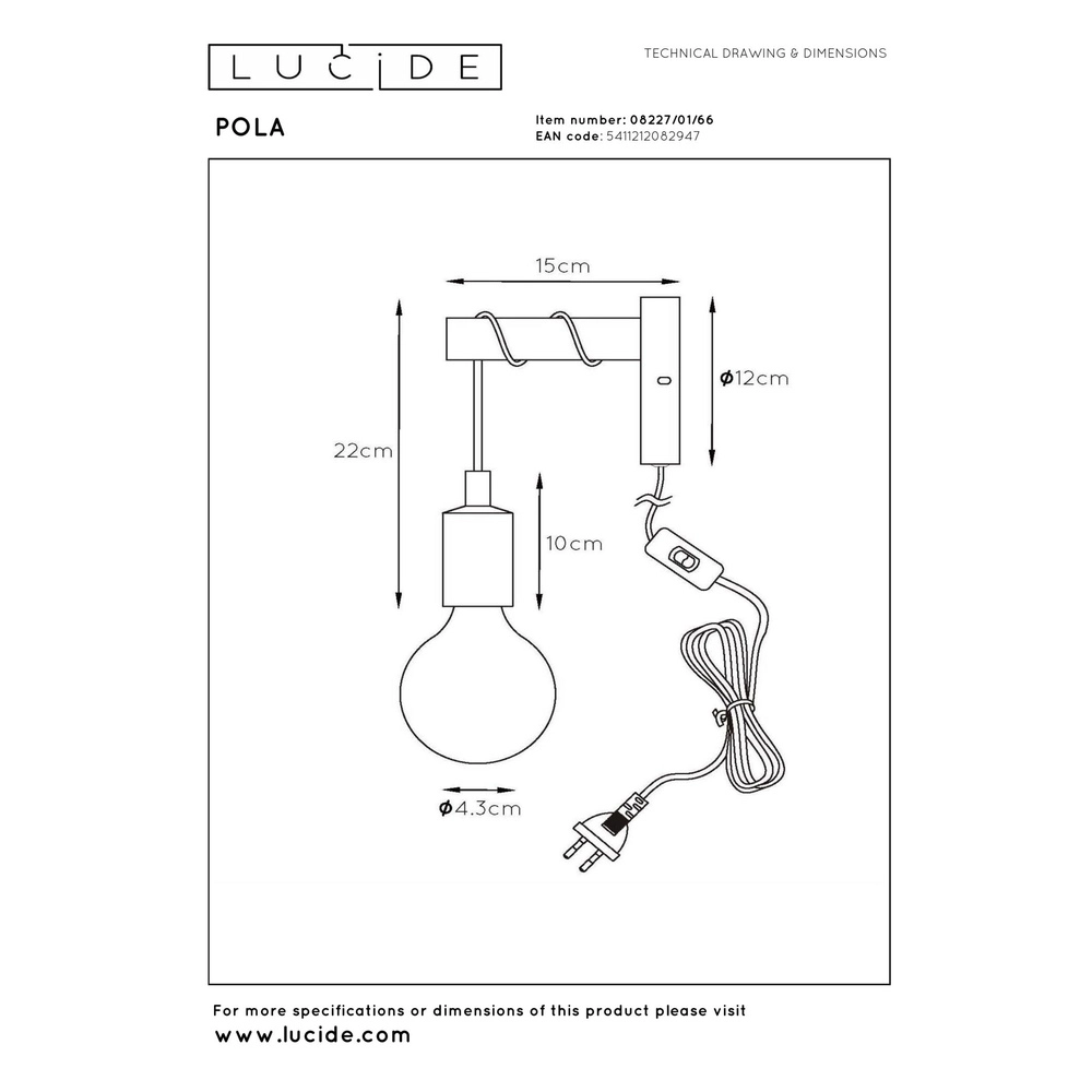 Lampe murale Pola rose Lucide 5411212082947