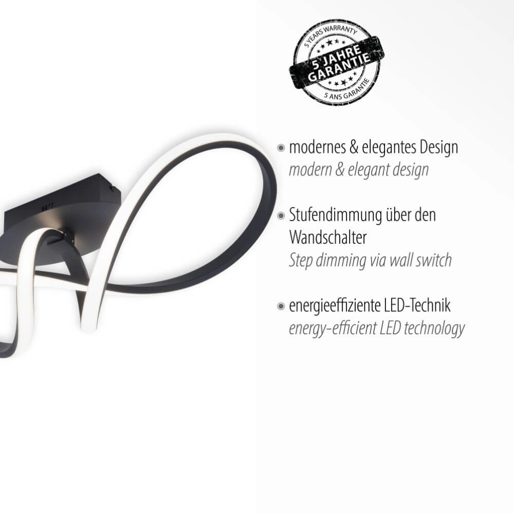 Plafonnier design Maria noir Just Light 4043689975777