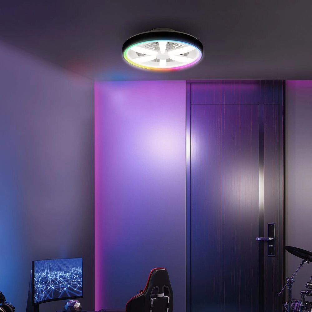 Ventilateur de plafond noir Gaiano avec lampe RGB Brilliant 4004353455711