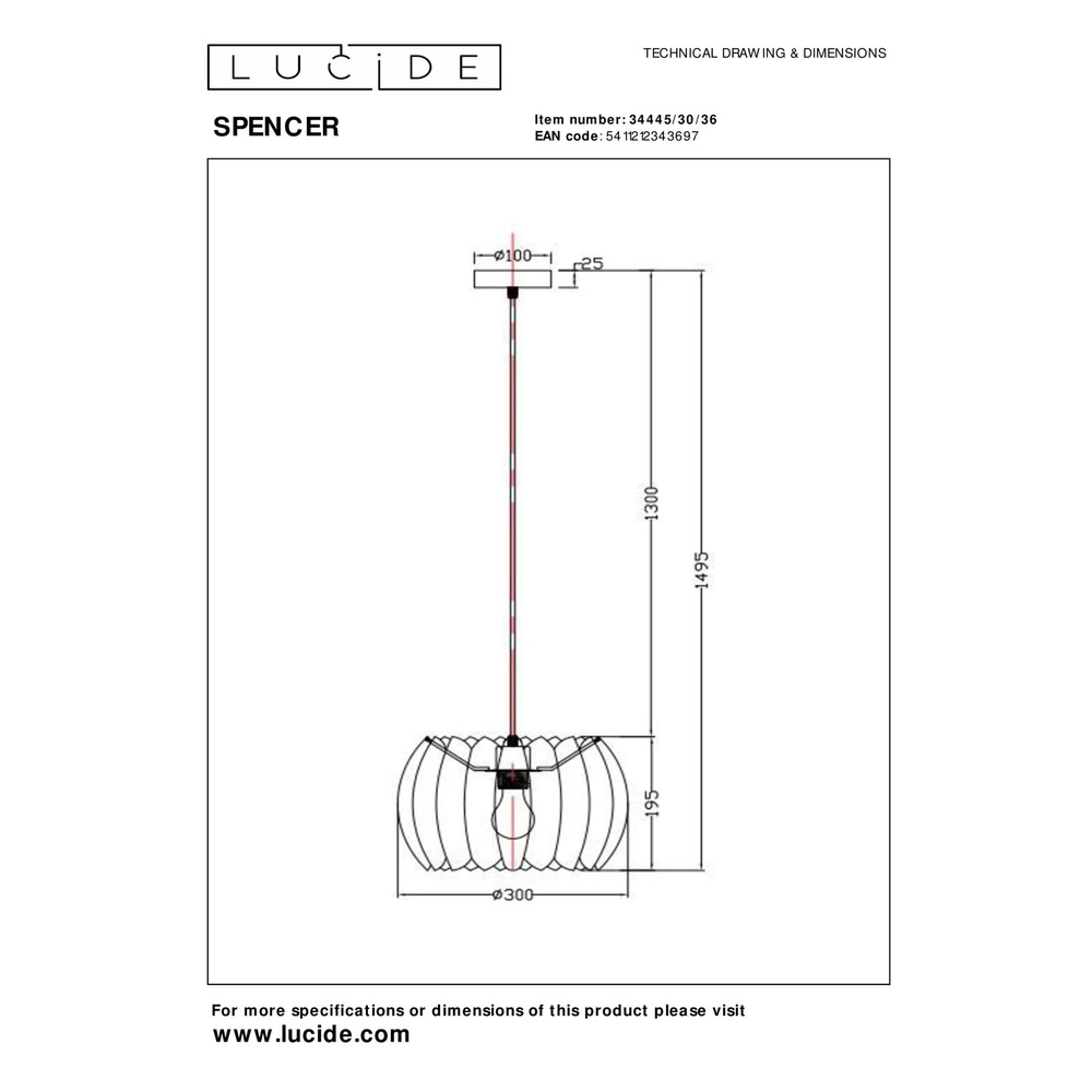 Lampe suspendue Spencer gris Lucide 5411212343697