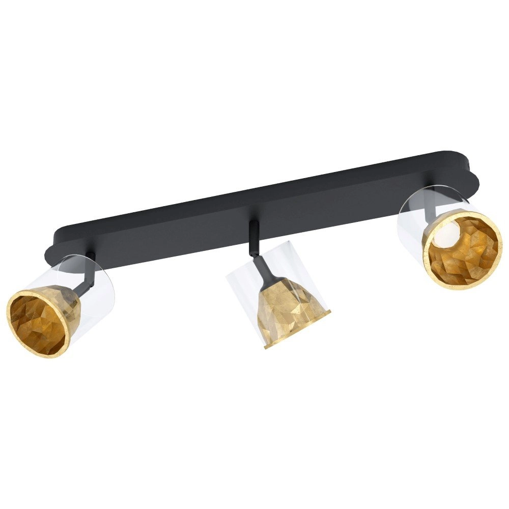 Plafonnier noir Melito avec 3 lumières dorées Stars of Light 9002759395759