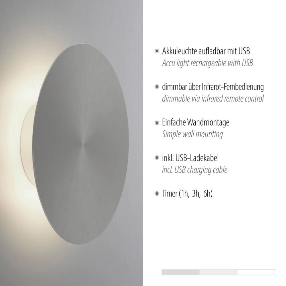 Applique design Akku Puntua Ø 25cm gris Paul Neuhaus 4012248372517