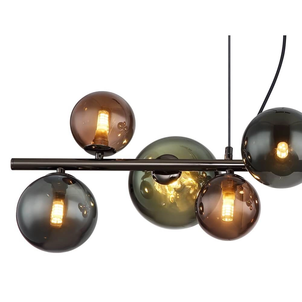 Suspension noire Riha Verre coloré 9 lumières Globo 9007371456116