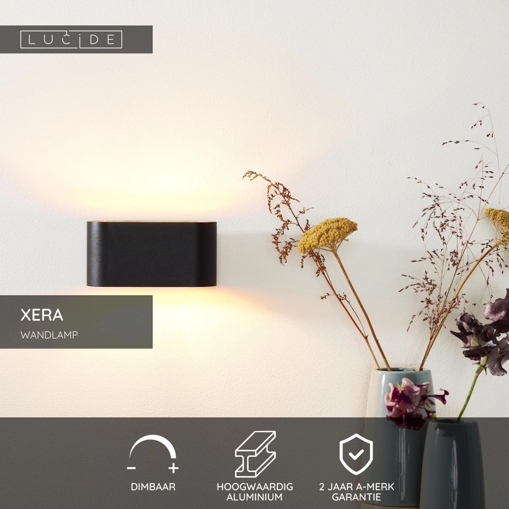 Lampe murale Xera 16 cm noir Lucide 5411212233684