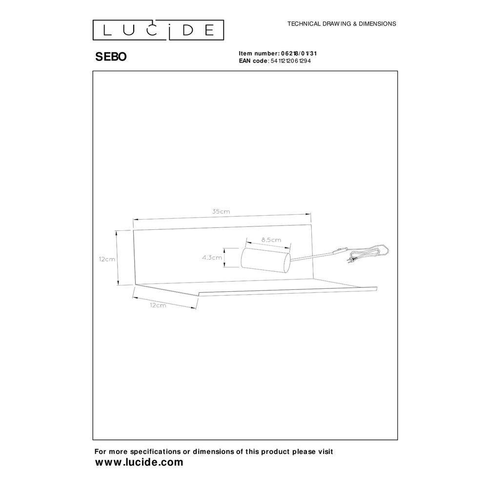 Lampe de chevet Sebo Blanc Lucide 5411212061294