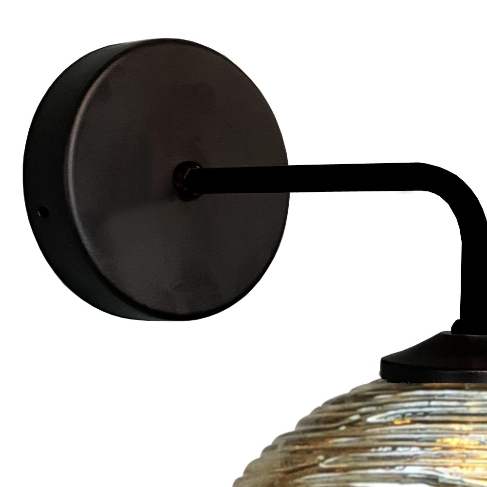 Applique noire Quinto avec verre rayé Masterlight 8718121247687