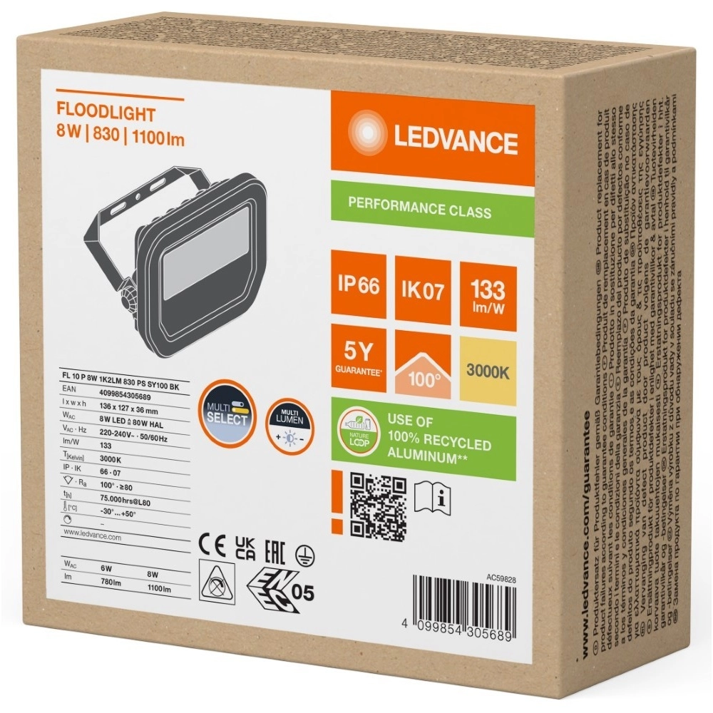 Projecteur Vance 8W - 3000K noir Lyora 4099854305689