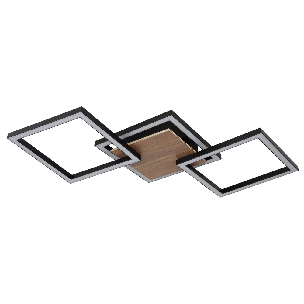 Lampe de plafond à design Kaden noir avec un aspect bois Globo 9007371468324