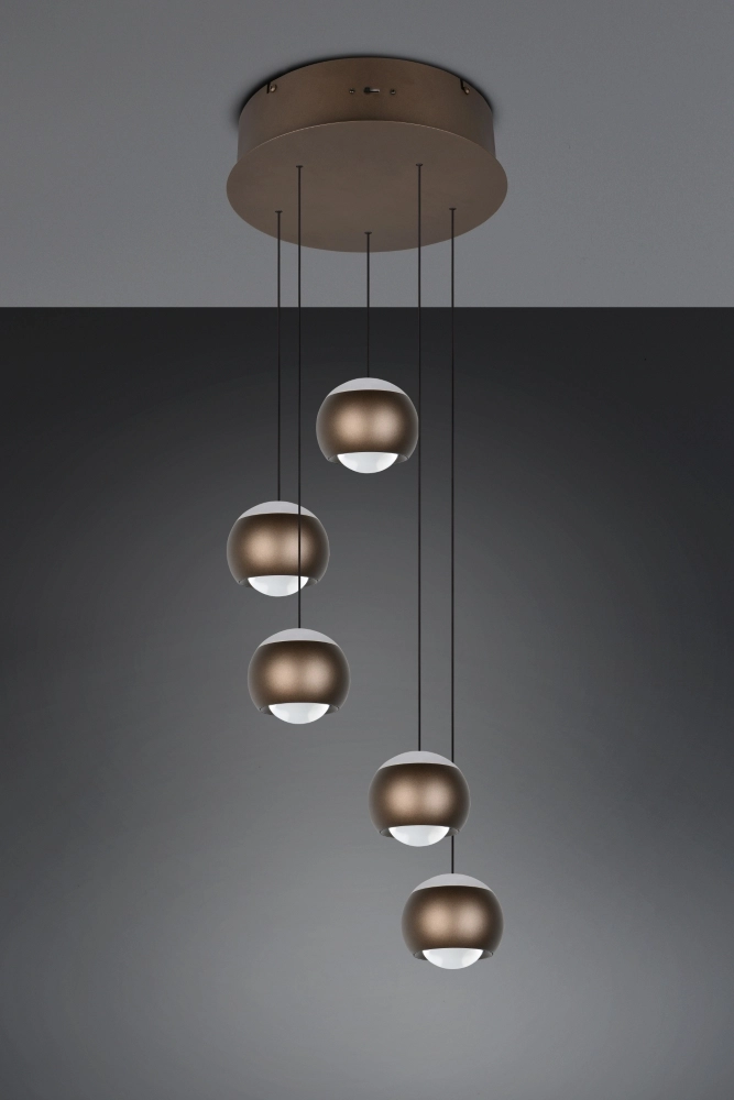 Lampe suspendue vide à 5 lumières Orbit Marron platine Trio 4017807686579