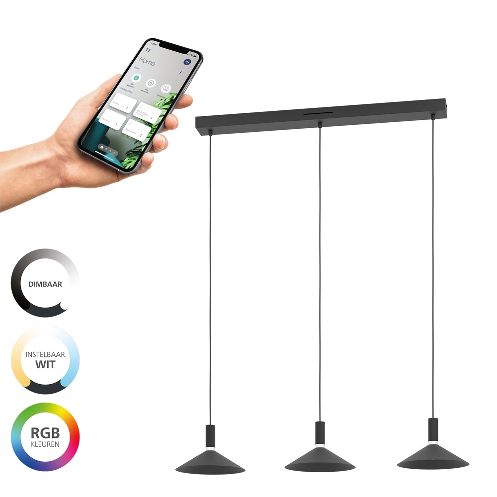 Suspension Conomavilla-Z Noir intelligent 3 lumières