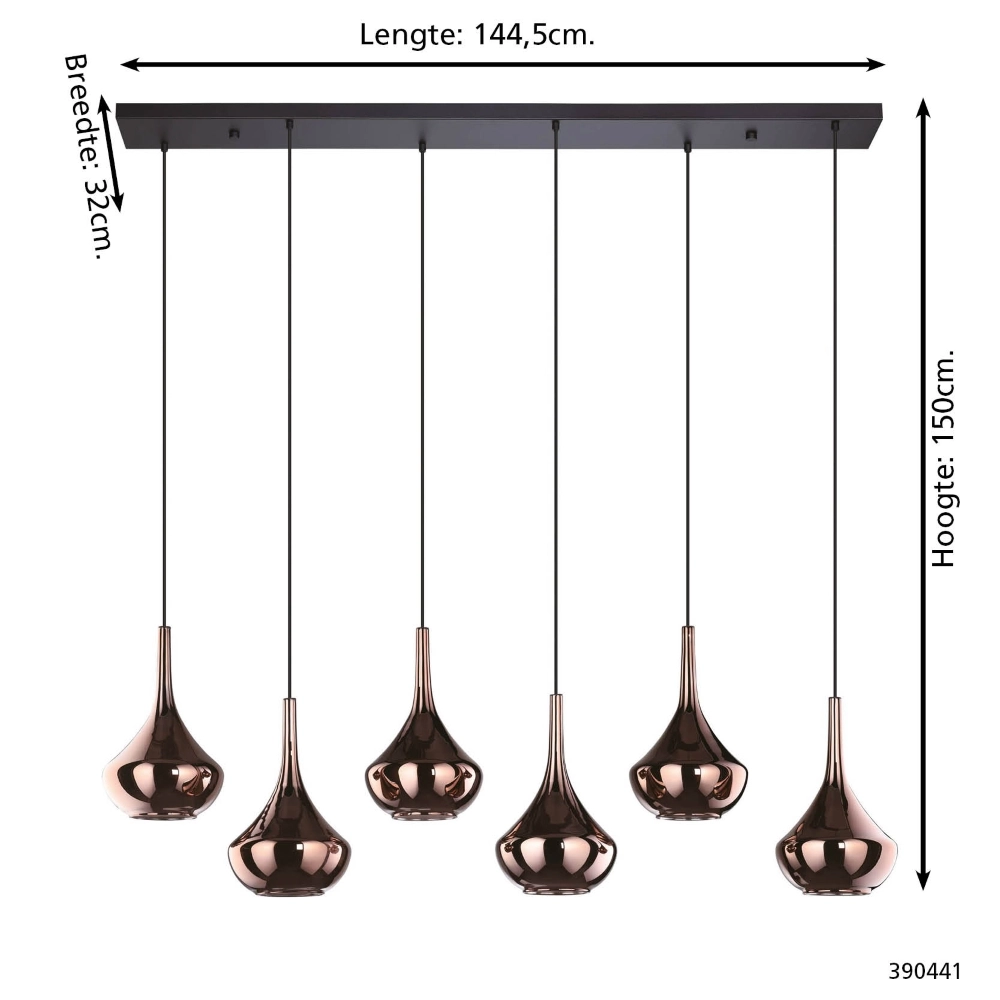 Design pendant lamp Almoster straight 6-light Stars of Light 9008606354078