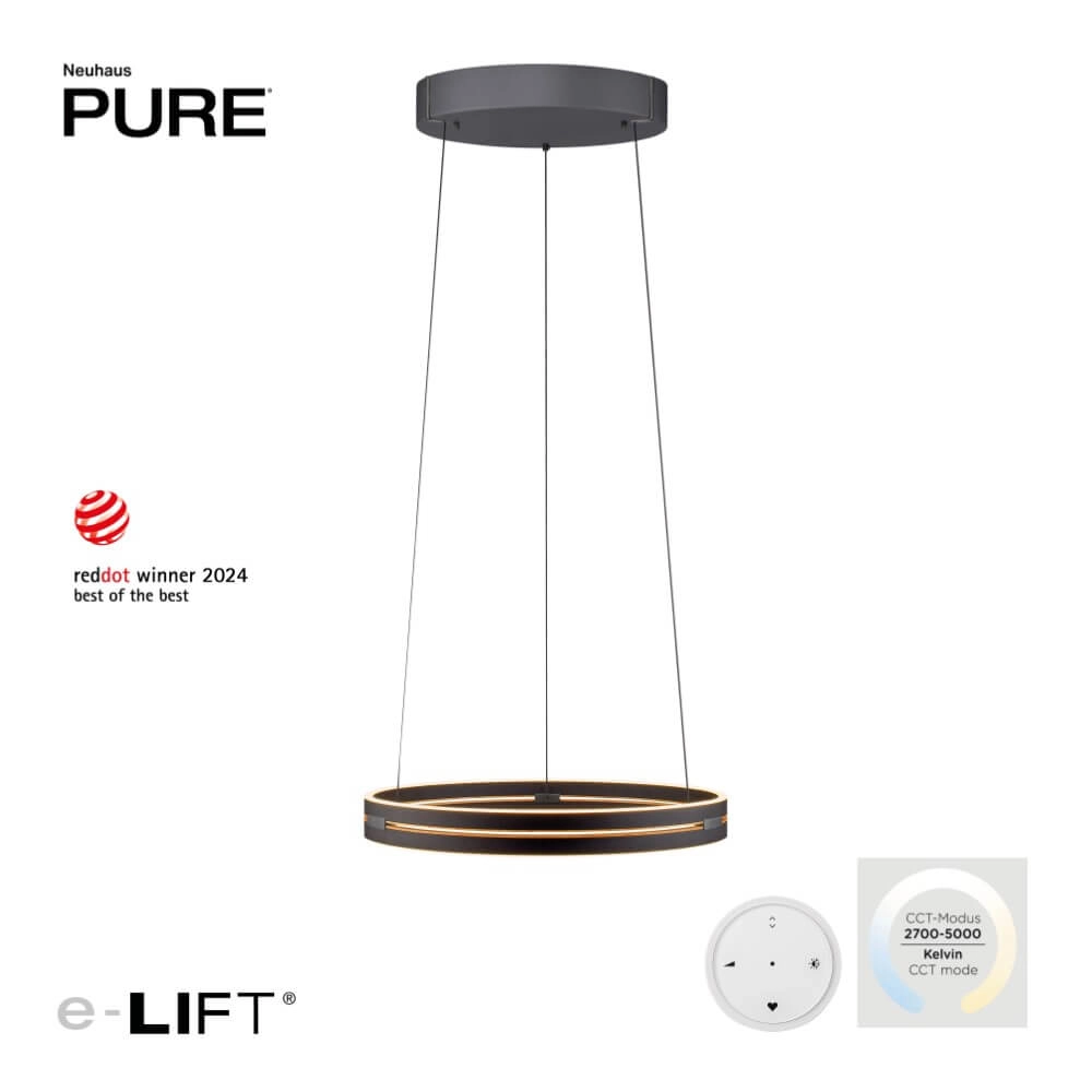 Lampe suspendue élégante Pure E-Loop black Paul Neuhaus 4012248386224