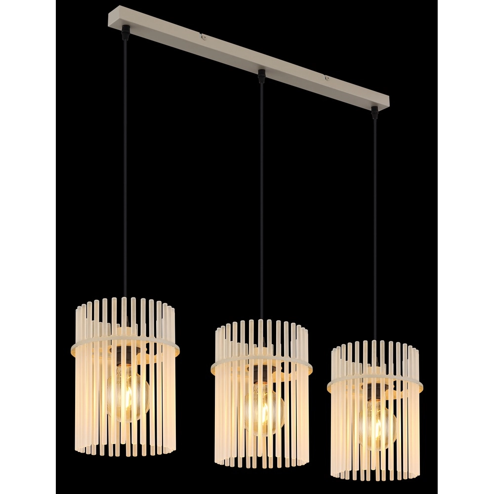 Suspension 3 lumières Gorley brun sable avec verre Globo 9007371566716
