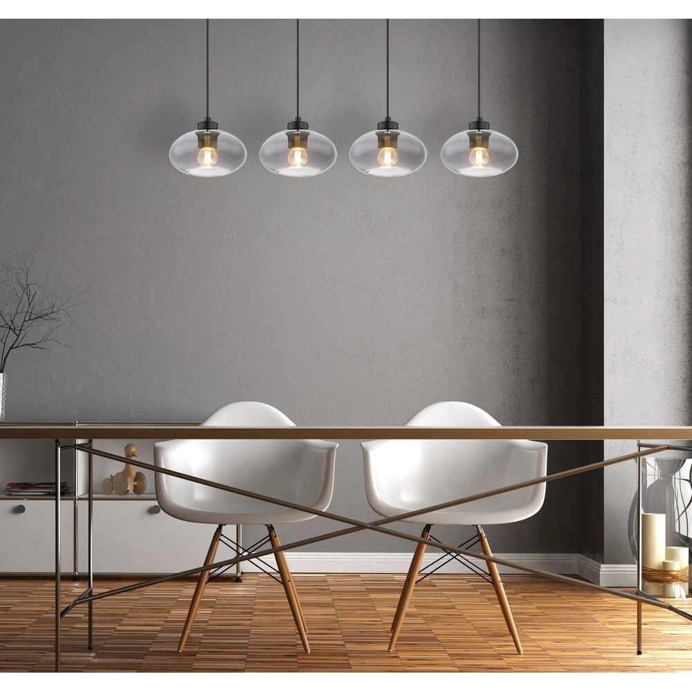 Suspension noire Shaun 4 lumières droites Globo 9007371442478