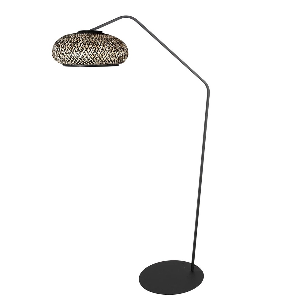 Lampe à arc ZigZag avec rotin et capot noir Steinhauer 8712746183054