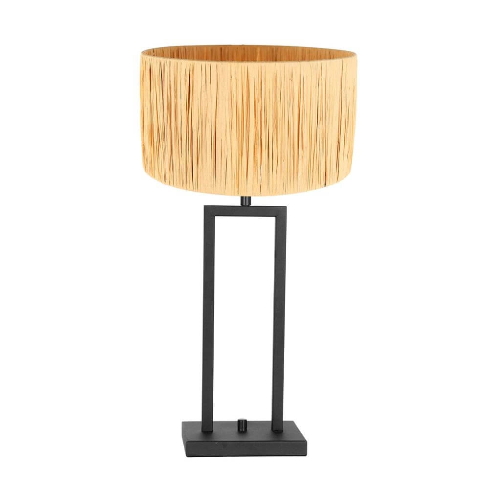 Lampe de table Stang noir avec abat-jour paille Steinhauer 8712746172034