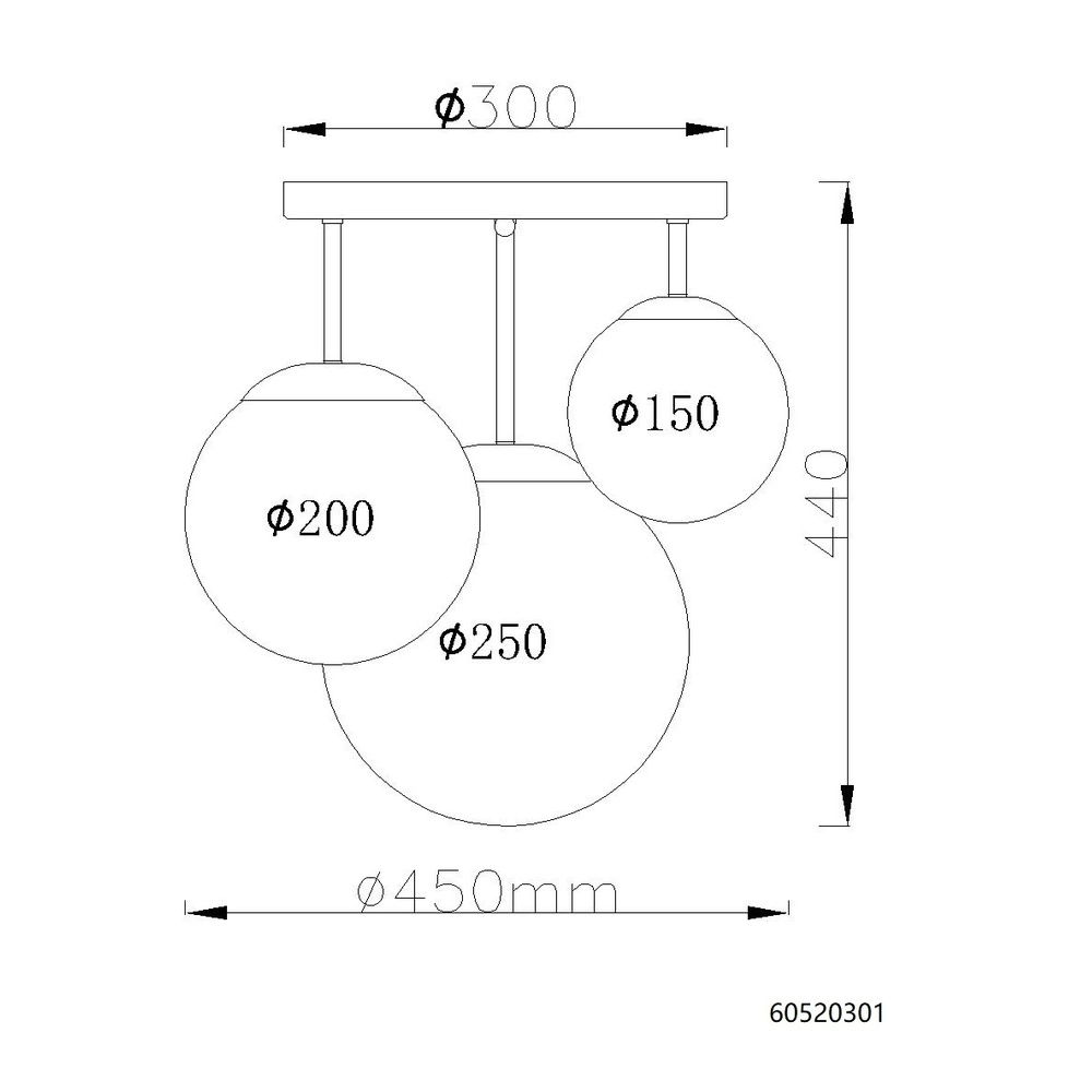 Lampe de plafond Kop nickel Globo 9007371519996