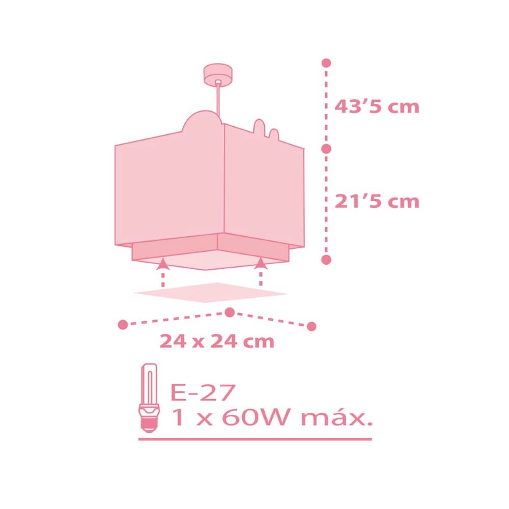 Lampe suspendue chambre d'enfant Baby Jungle rose tendre avec du blanc Dalber 8420406001364